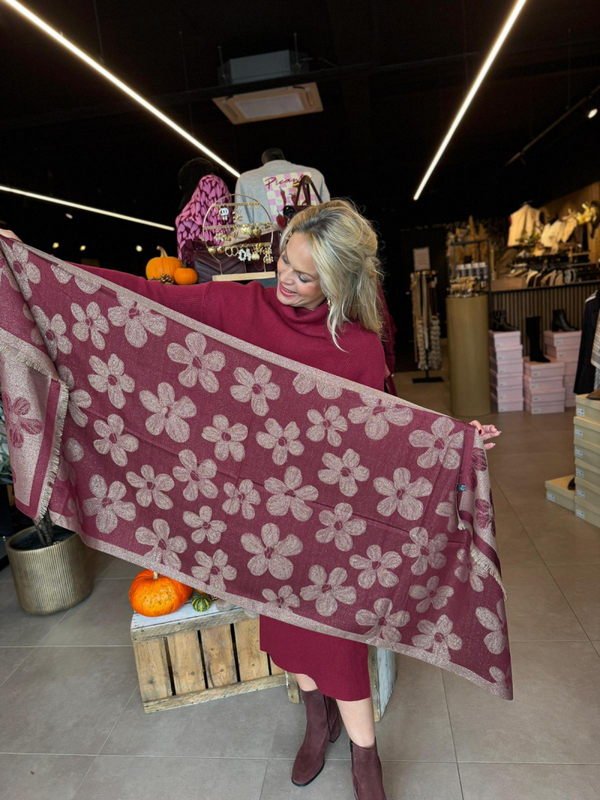 Sjaal Bloem bordeaux