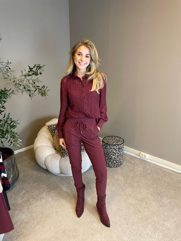 Mi Piace - broek smalle pijp bonded burgundy
