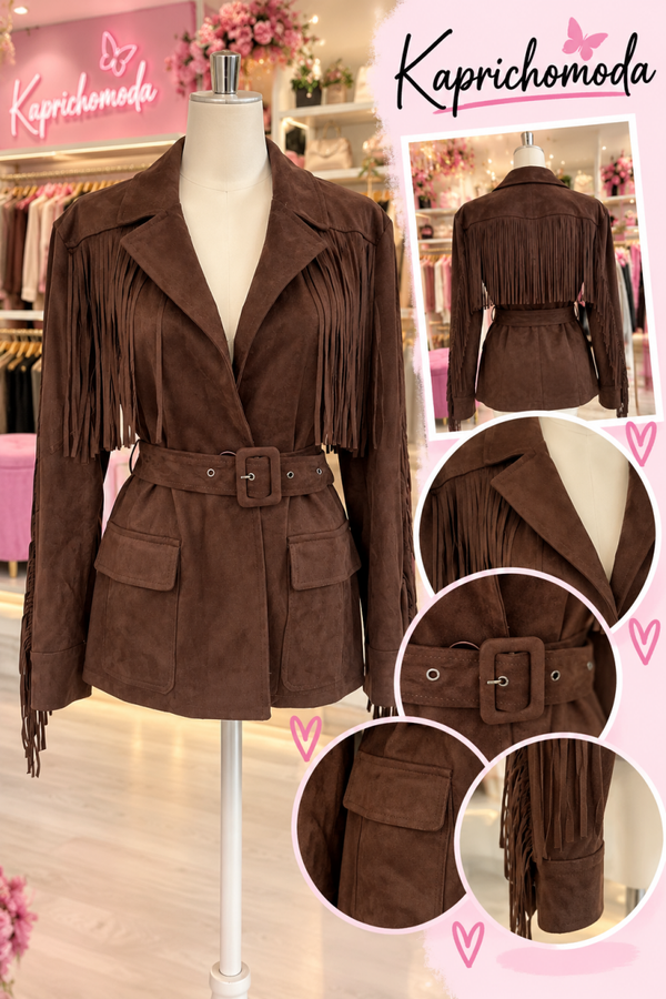 CHAQUETA PIEL FLECOS