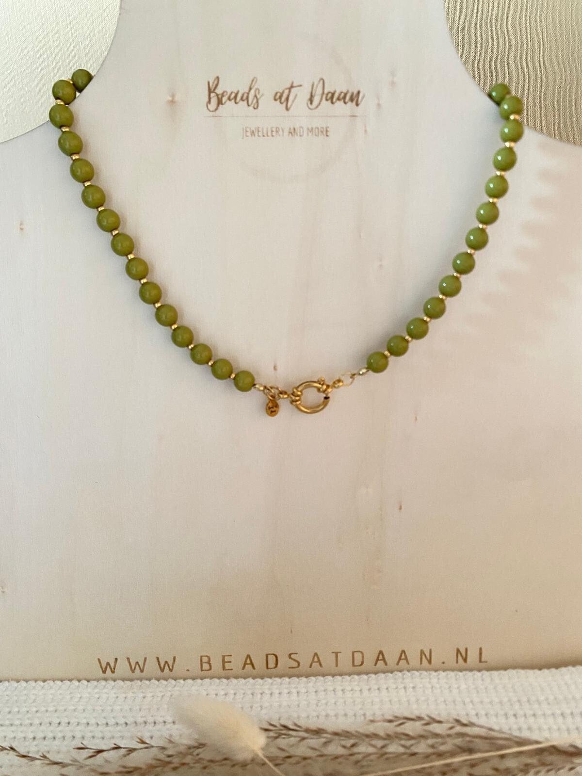 Kralenketting Olijfgroen