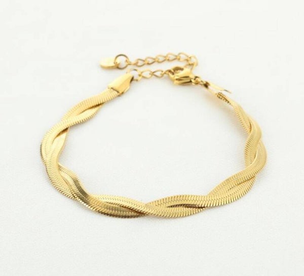 Gevlochten snake armband goud