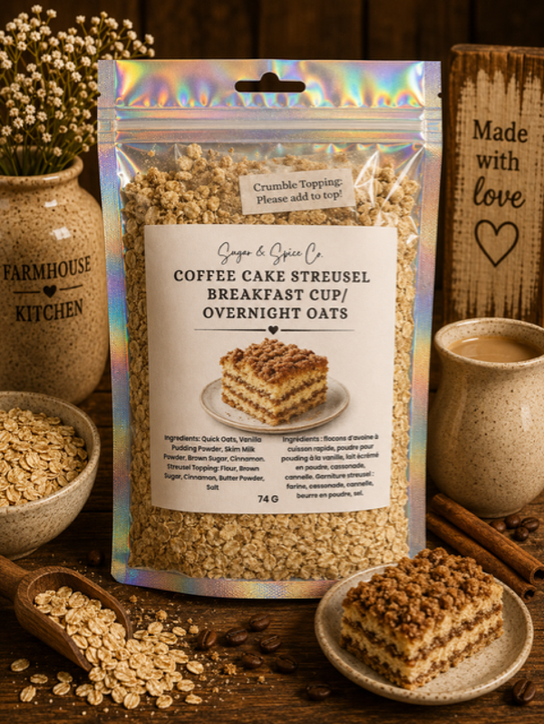 Coffee Cake Streusel Breakfast/ Overnight Oats/ Yogurt Parfaits