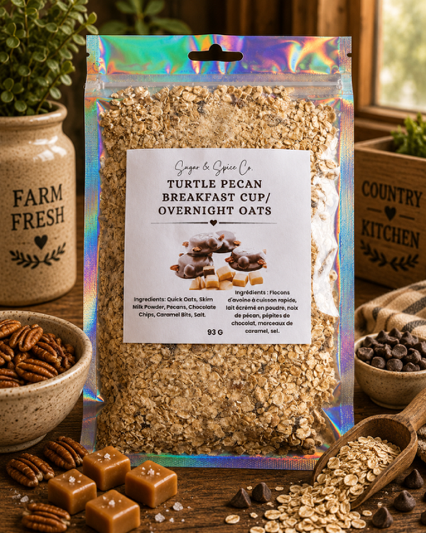 Turtle Pecan Breakfast/ Overnight Oats/ Yogurt Parfait