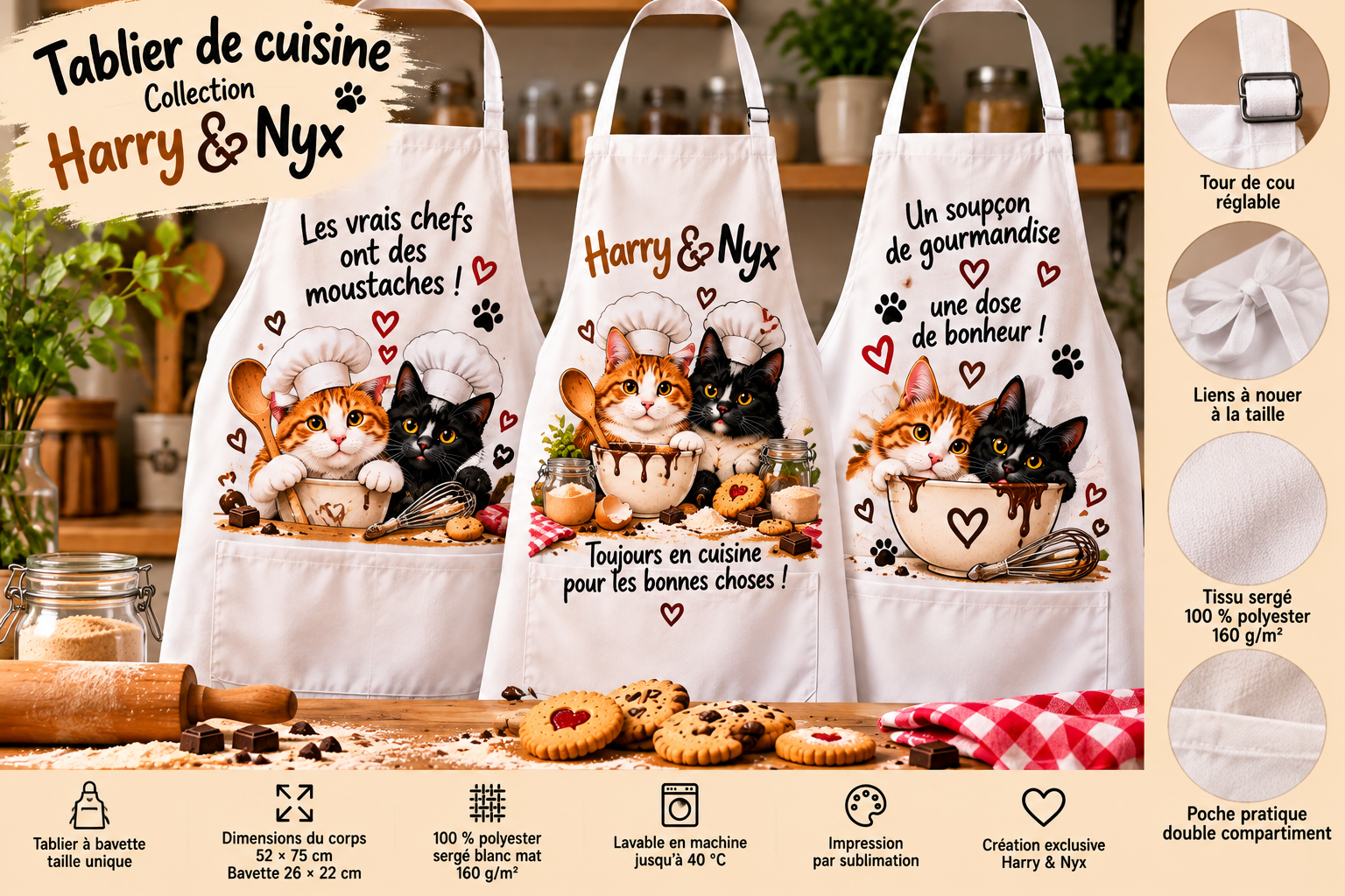 Tablier de cuisine – Collection Harry & Nyx