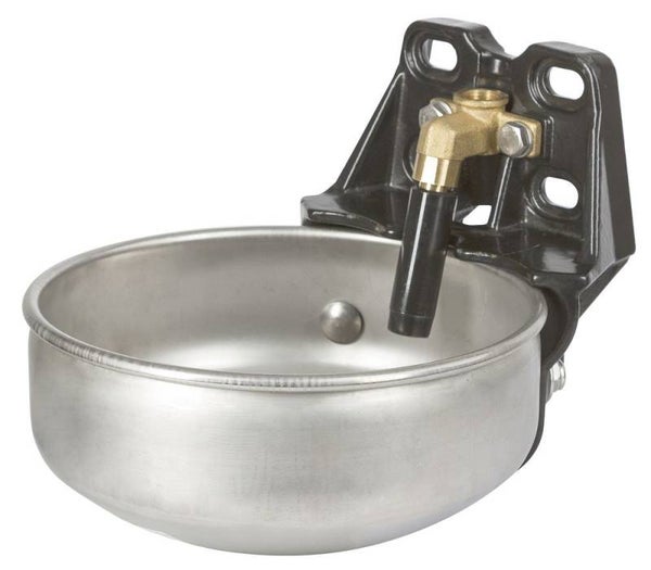 Drinkbak roestvrij staal met buisventiel - Abreuvoir à palette avec cuve inox et corps en fonte - Stainless steel water bowl with tube valve - Edelstahl-tränkebecken mit rohrventil E21