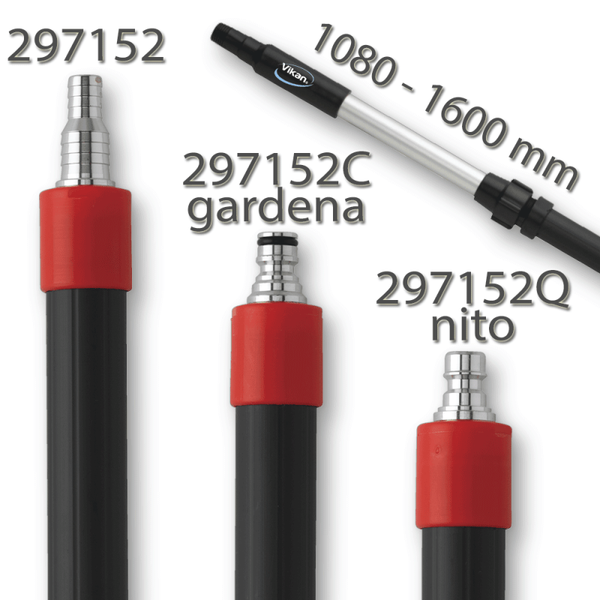 Korte telescoopsteel met waterdoorvoer - Manche en aluminium à passage d'eau - Aluminium handle waterfed - Teleskopstiel mit wasserdurchlauf alu 