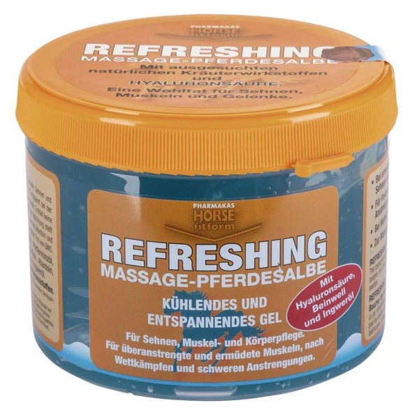 Verfrissende gel voor paarden - Gel rafraîchissant pour chevaux - Massage ointment refreshing - Massage pferdesalbe refreshing