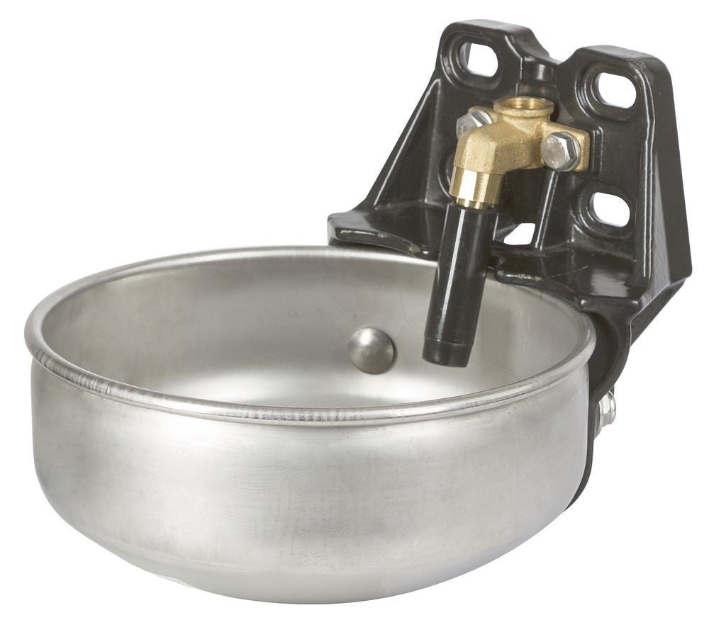 Drinkbak roestvrij staal met buisventiel - Abreuvoir à palette avec cuve inox et corps en fonte - Stainless steel water bowl with tube valve - Edelstahl-tränkebecken mit rohrventil E21