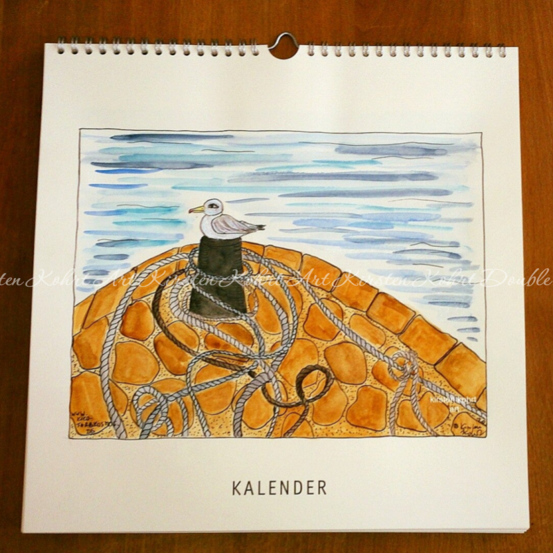 Art Kirsten Kohrt Original handgemalter Wandkalender  immerwährender Kalender