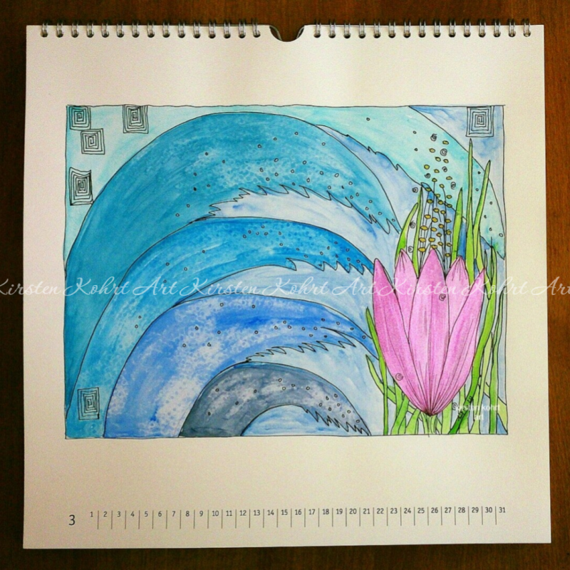Art Kirsten Kohrt Immerwährender Wandkalender original handgemaltes Einzelstück 