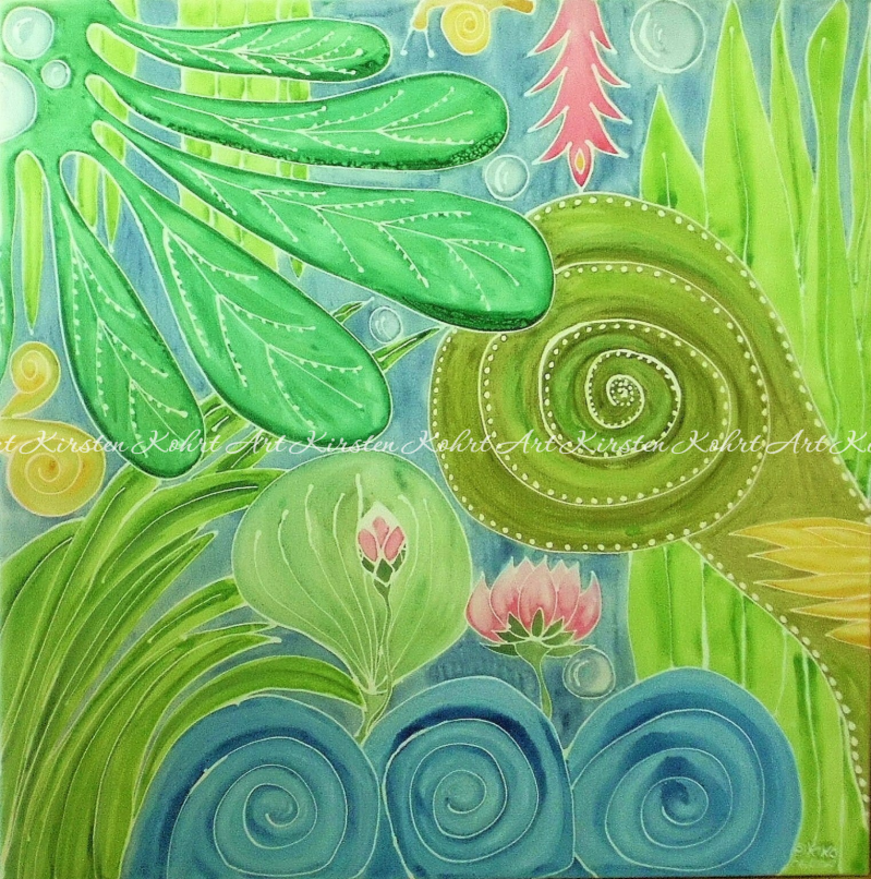 Zauber der Elemente Kirsten Kohrt originalkunst 100x100cm  Aquarell aufLeinwand 