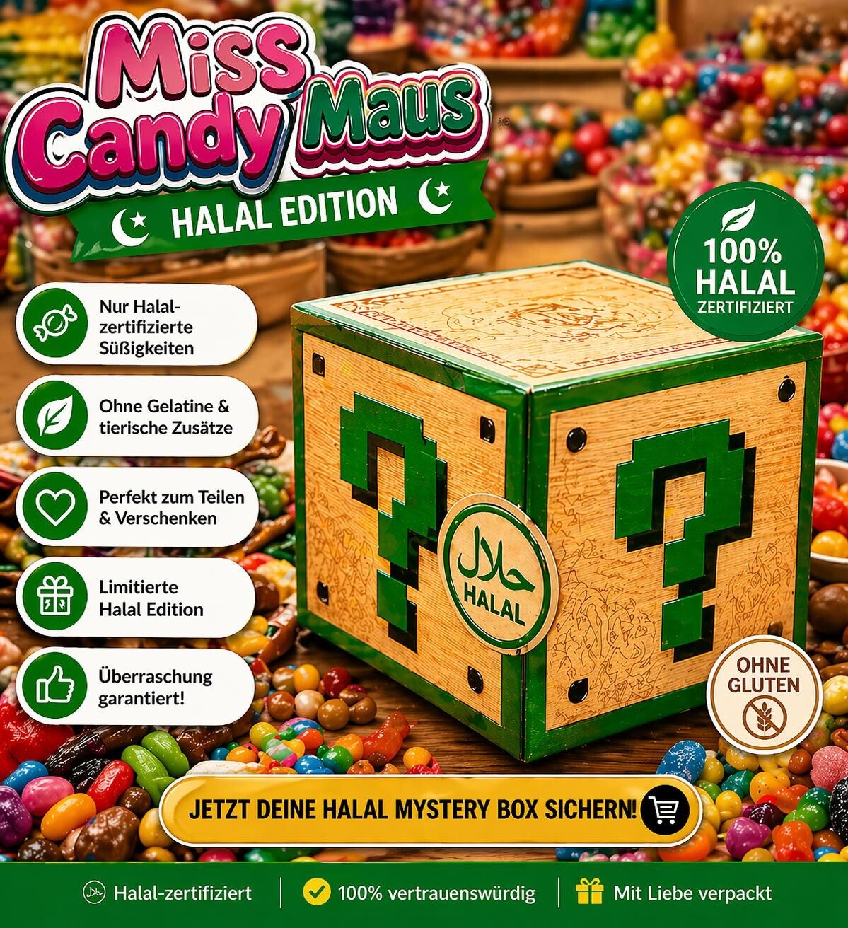 🍬 Miss Candy Maus Mystery Box – Halal Edition | 100% Halal Süßigkeiten Überraschung 🎁