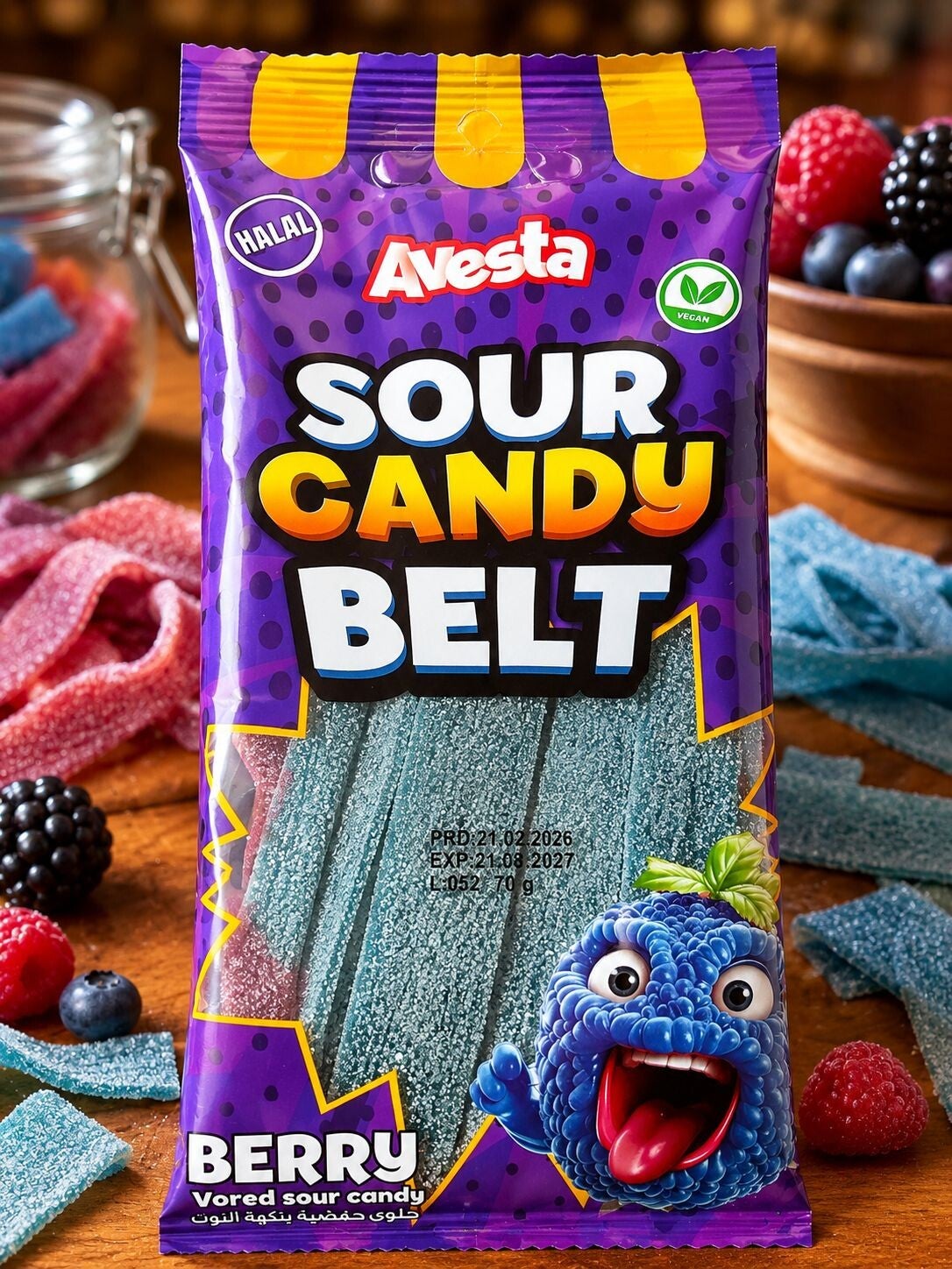 🍬 Avesta Sour Candy Belt Berry 70g – Extra Sauerer Fruchtgummi-Spaß!