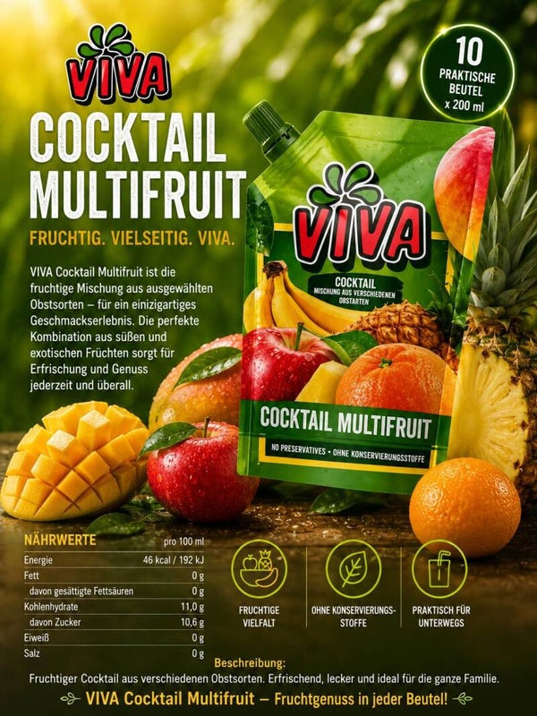 VIVA Cocktail Multifrucht Fruchtige Vielfalt in jedem Schluck 🍍🍊🥭