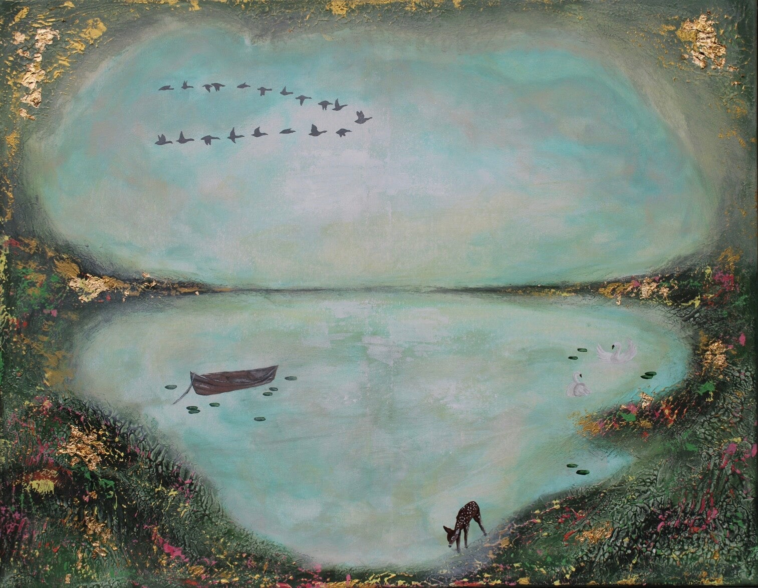 Hiljainen poukama printti 70 x 90 cm