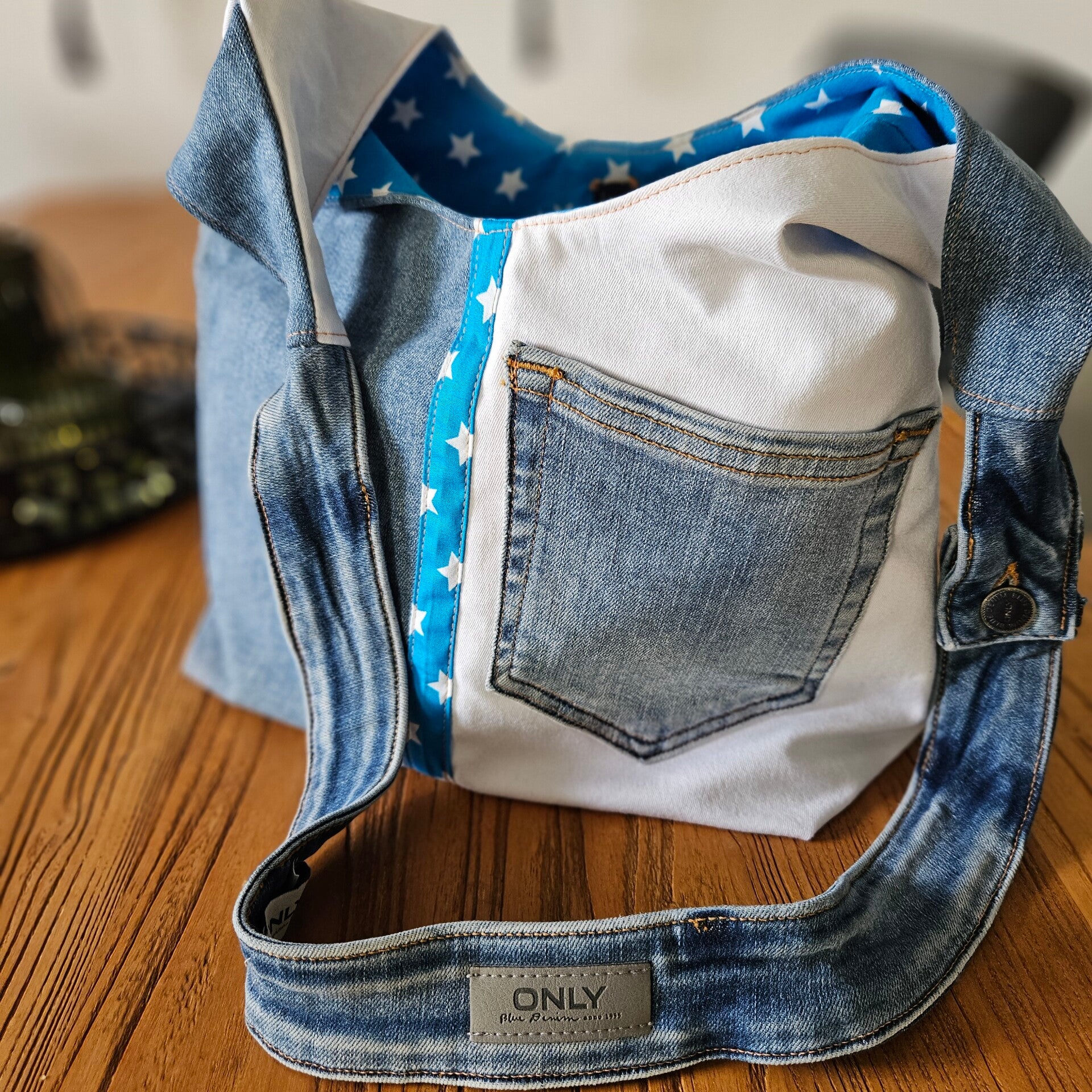 Only Spijkerstoftas met Wit