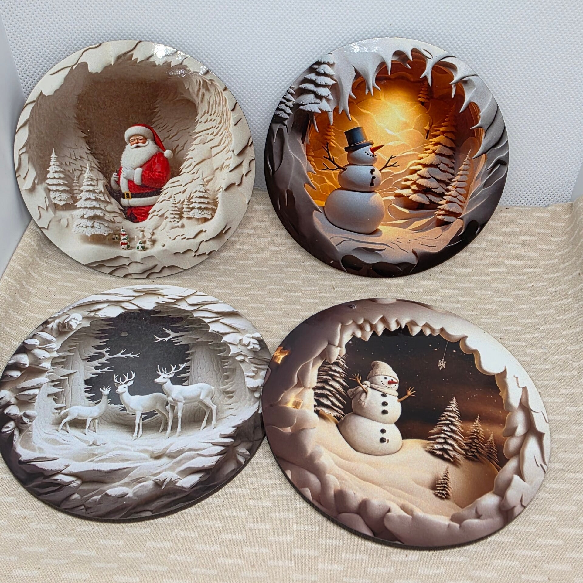 Set 1 MDF/kurk Kerst onderzetters.