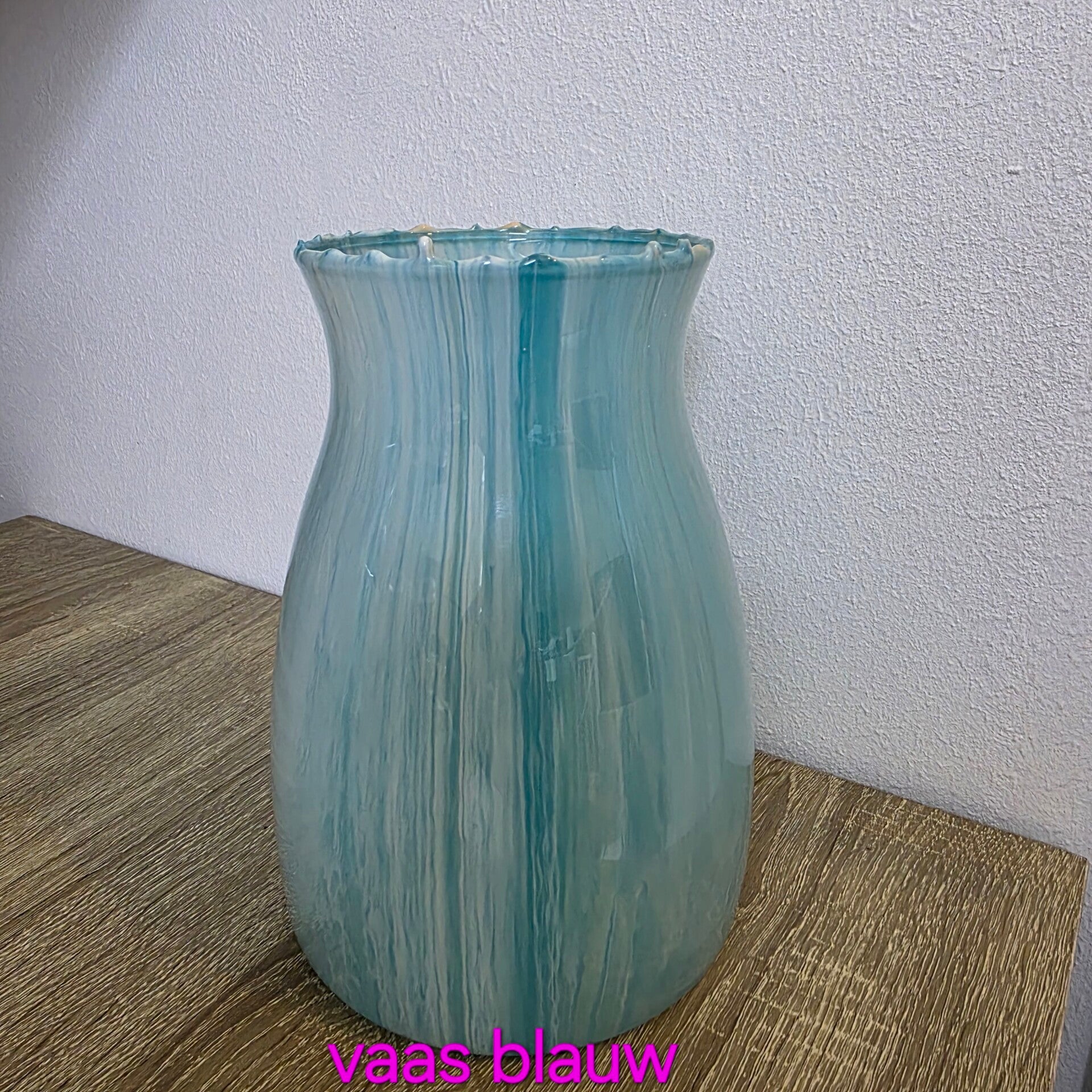 Glazen vaas met Epoxy blauw/wit