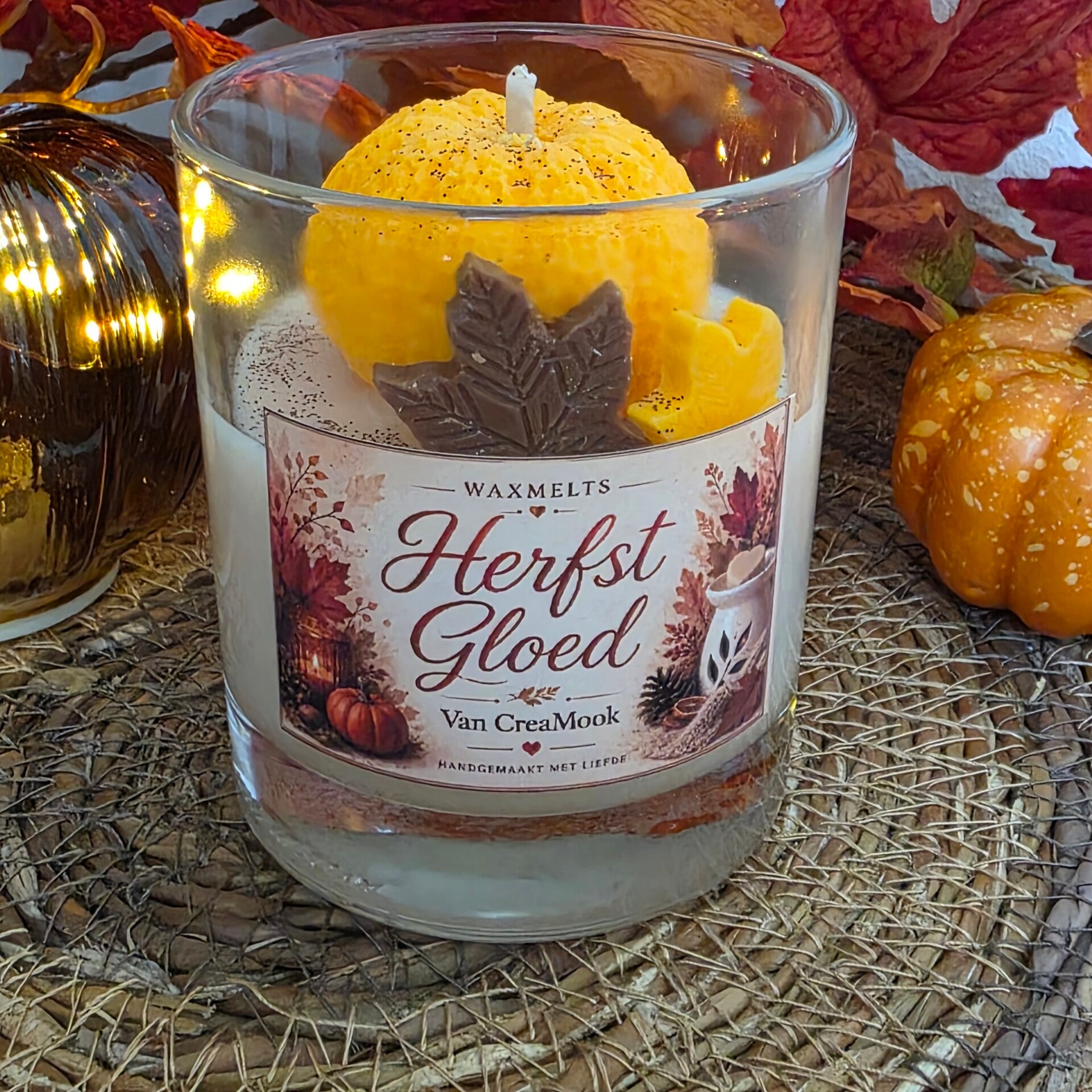 Herfst Gloed kaars oranje pompoen