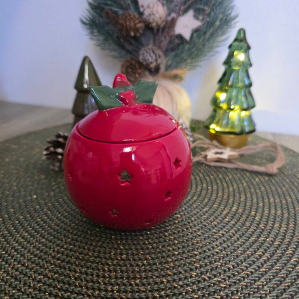 Rode kerstbal waxmeltbrander