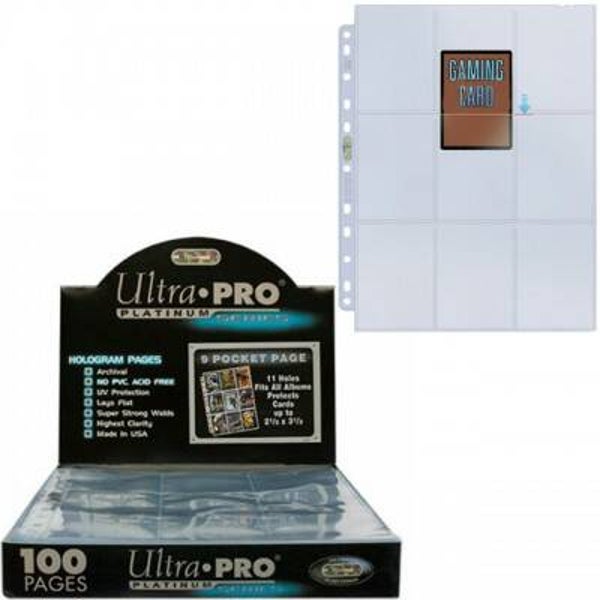 Feuilles de classeur par lot de 100 feuilles Ultra Pro - 9 Cases - Haute Qualité - Platinium