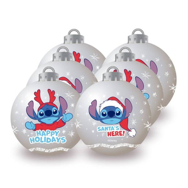 STITCH - Argent - Pack 6 Boules de Noël - 8 cm