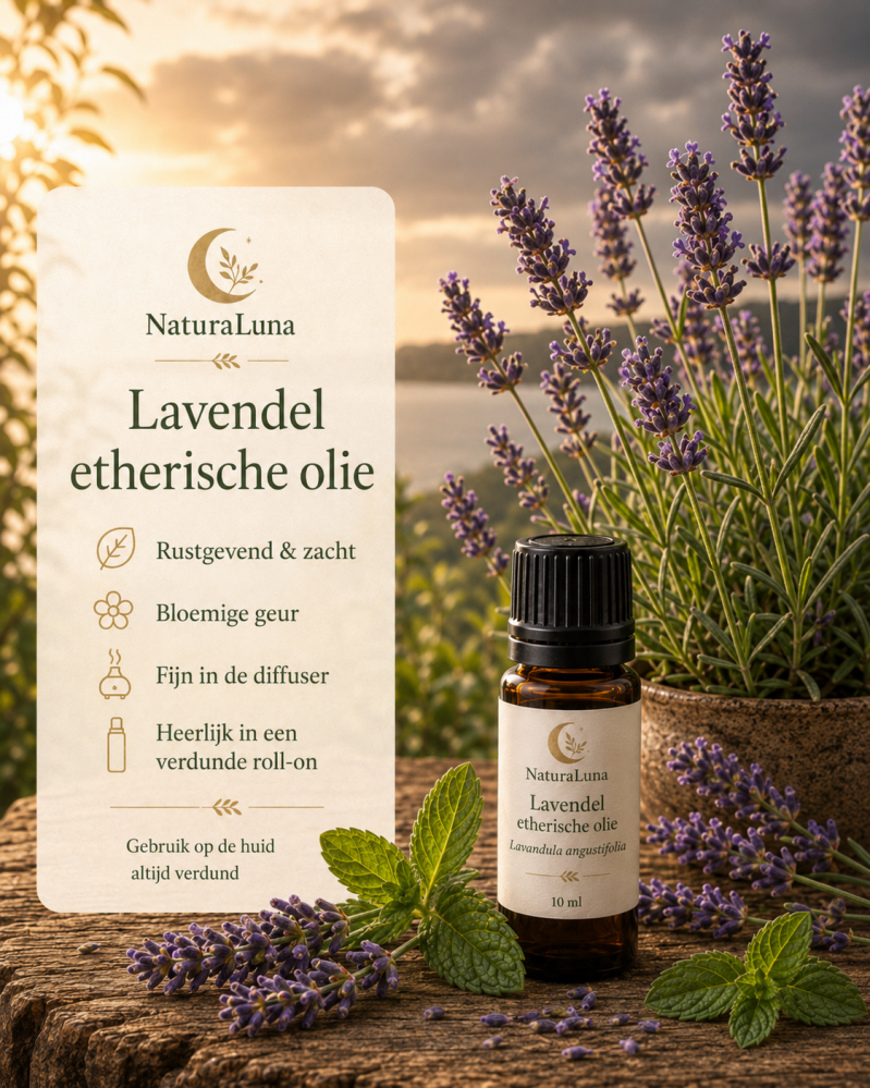 etherische olie lavendel voor de NaturaLuna blend stilte voor de storm
