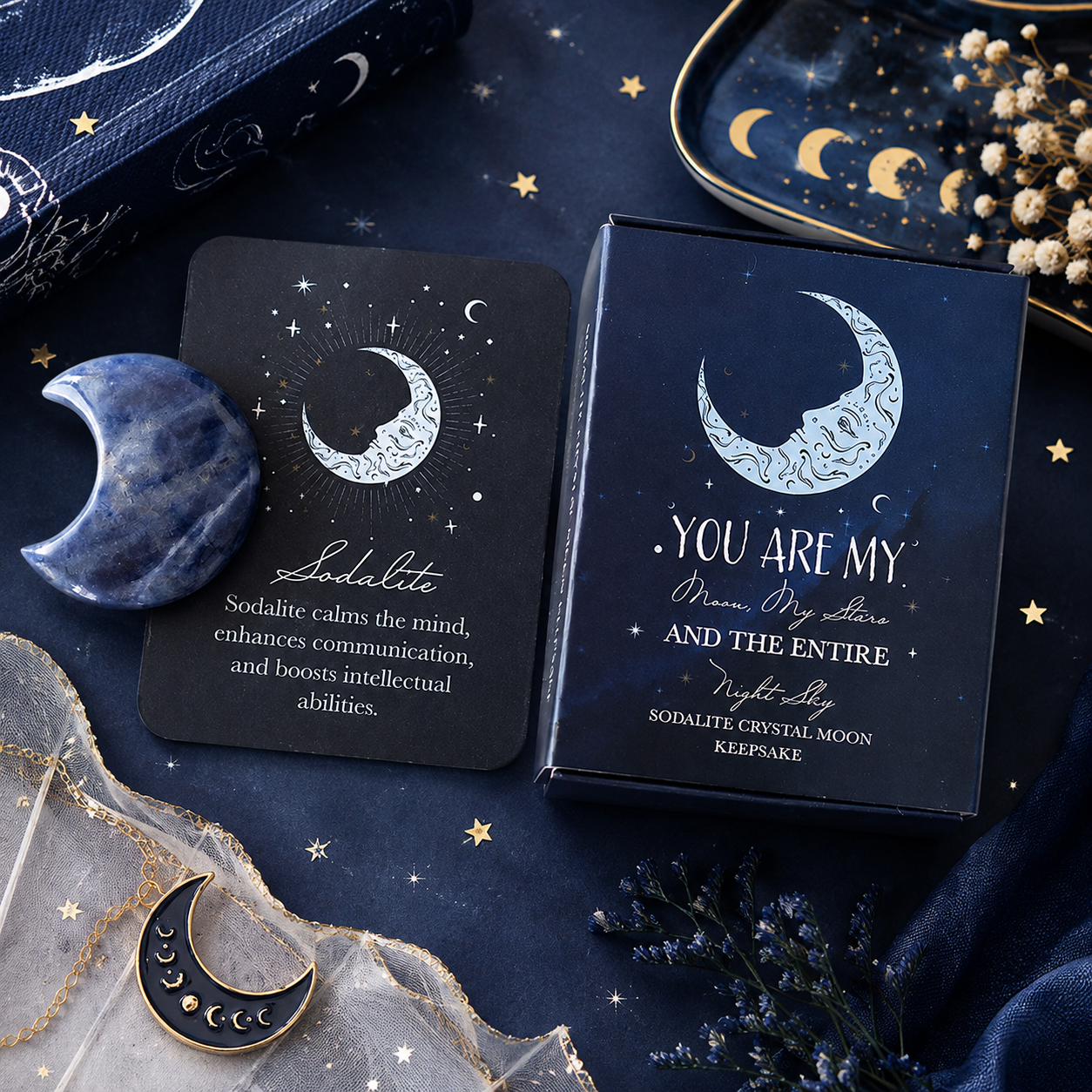 Sodaliet maan in geschenkdoos – Blue Moon