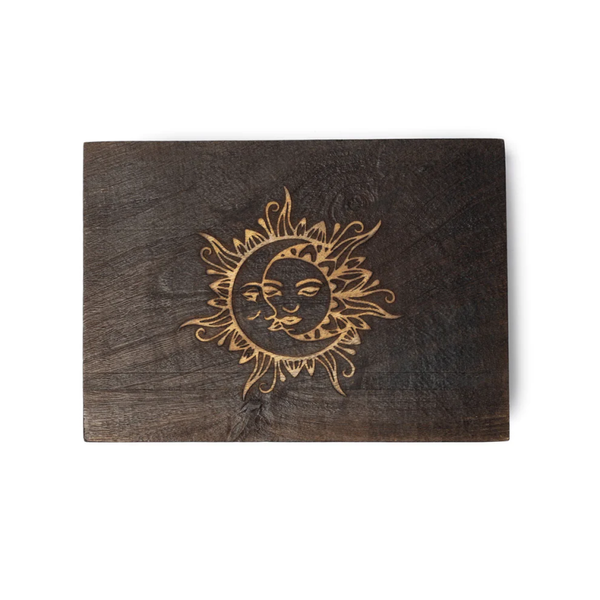 Tarotdoos Maan & Zon zwart mangohout