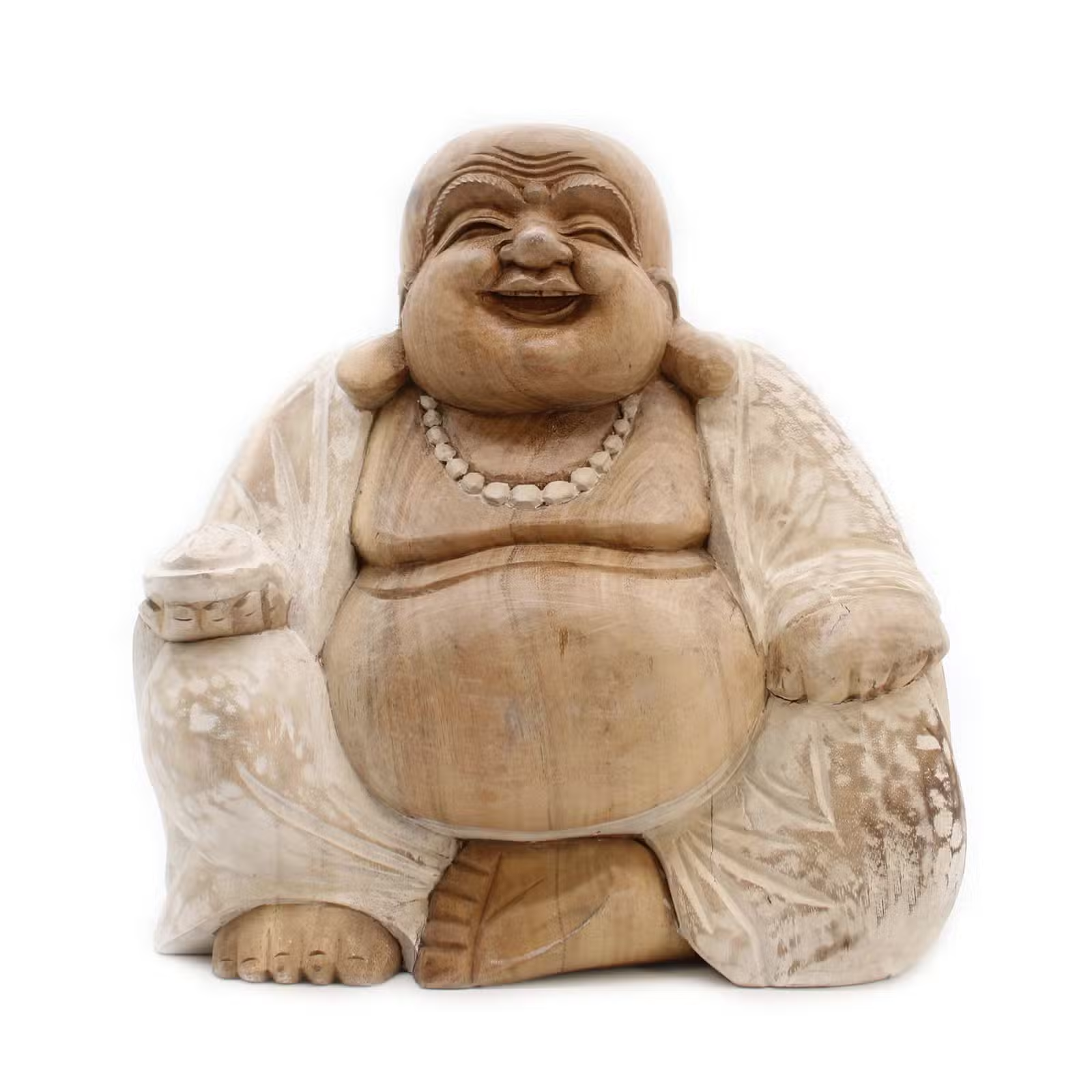Handgesneden Boeddha Beeld 30 cm – Happy