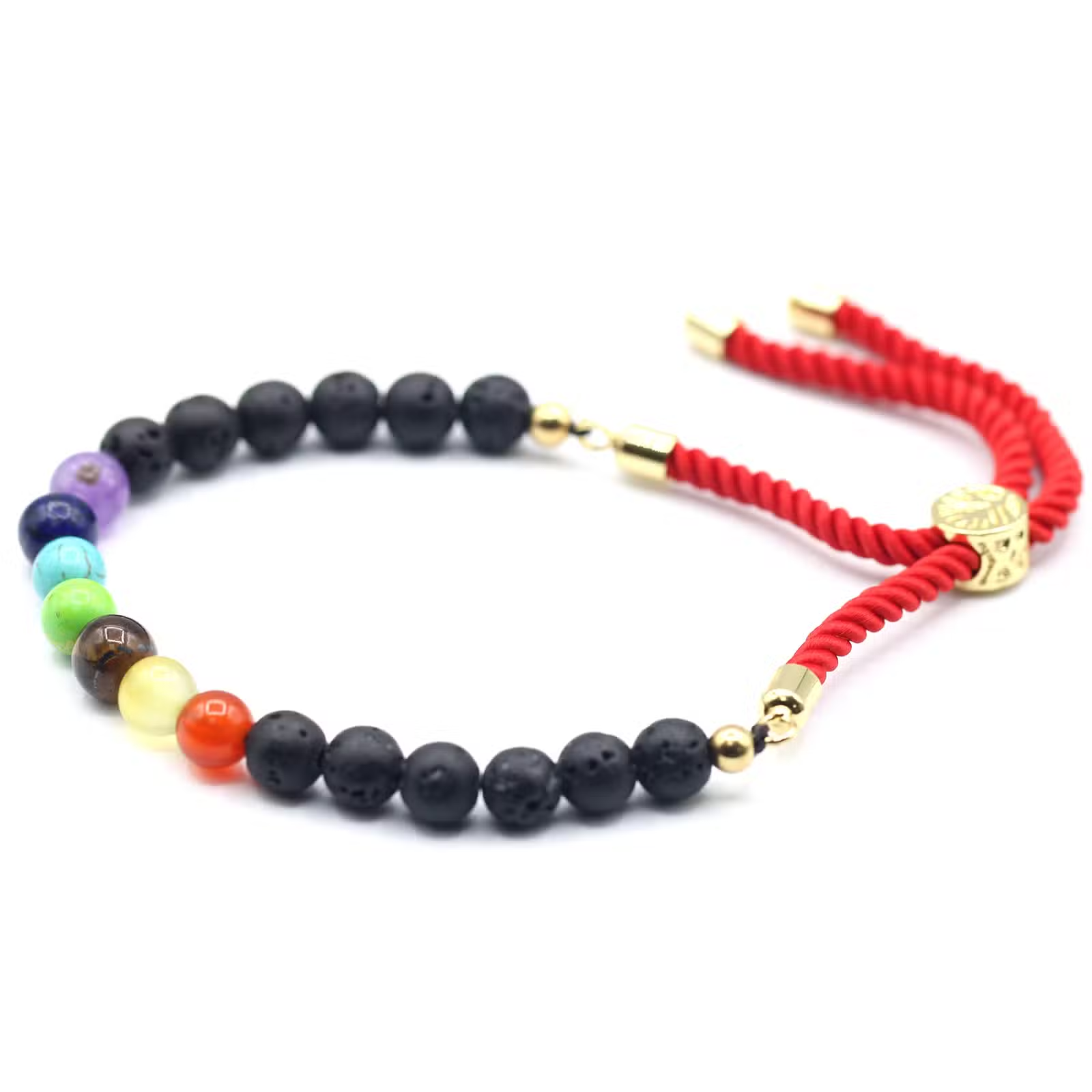 18K Goud Vergulde Edelsteen Royal String Armband – Lava Steen Chakra