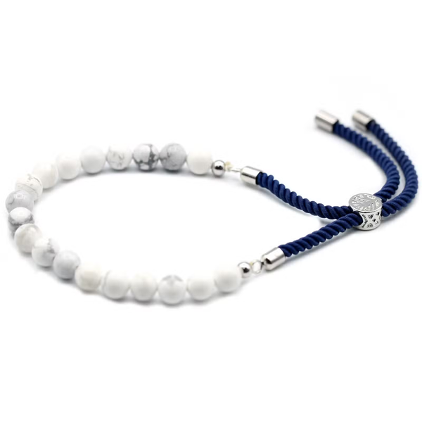 925 Zilver Vergulde Edelsteen Navy String Armband – Witte Howliet