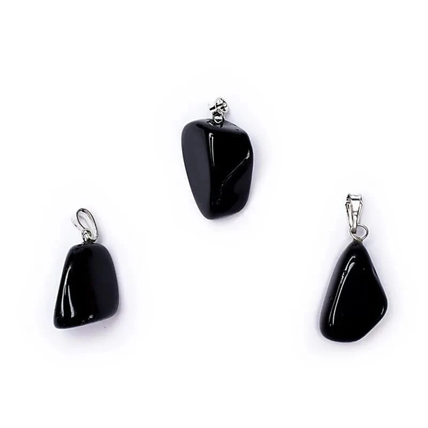 Zwarte obsidiaan edelsteenhanger met geboord oogje