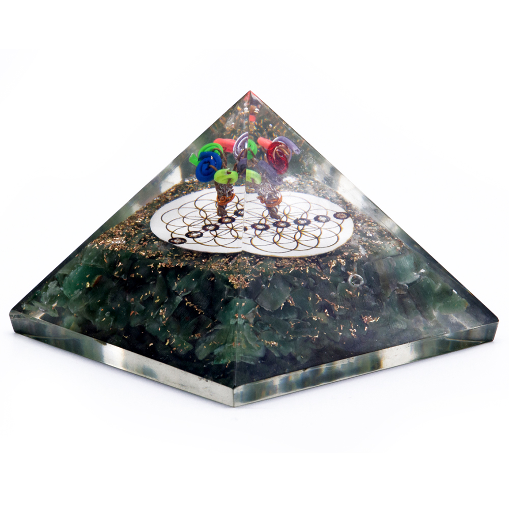 Orgoniet Piramide Groene Aventurijn & Flower of Life – 70 mm
