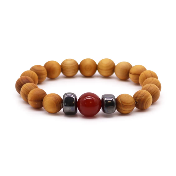 Cedarhout Wortel Chakra armband met rode Jaspis