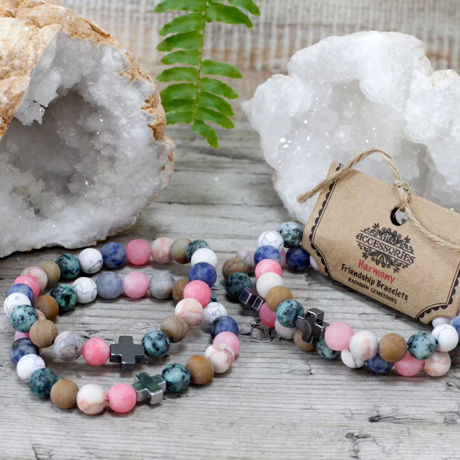 Vriendschapsarmbandjes ''Harmony'' met regenboog stenen | Handgemaakt Boho Sieraad