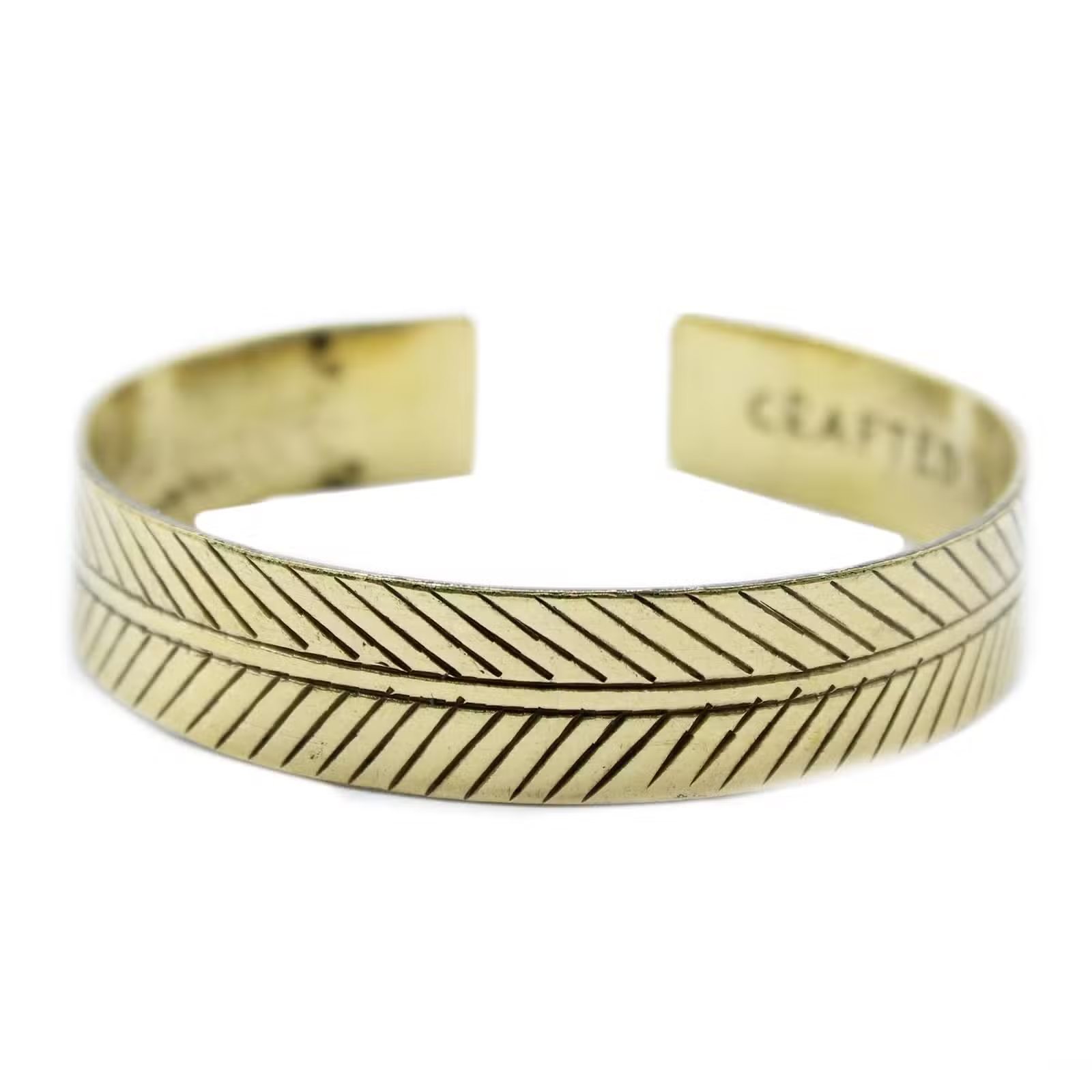 Messing Tibetaanse Armband - Wide Tribal Leaf