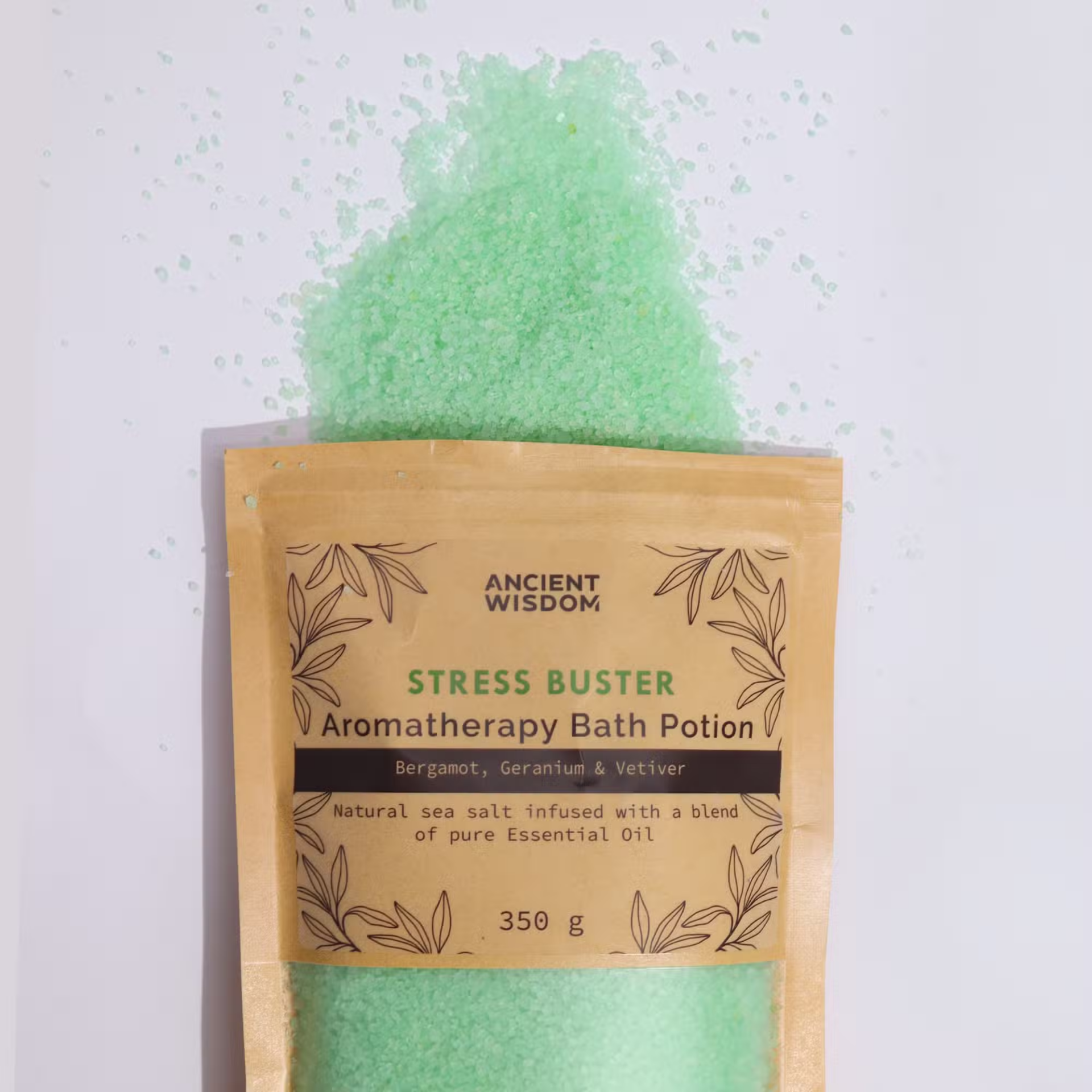 Aromatherapy Bath Potion – Stress Buster Badzout met Etherische Oliën (350g)