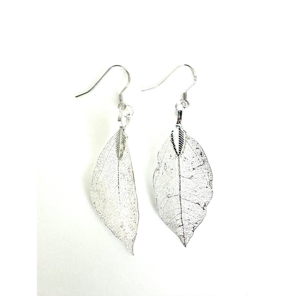 🌿 Oorbel Eucalyptus Blad – Silver