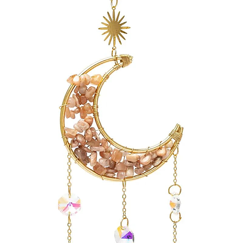 Suncatcher maan met roze maansteen