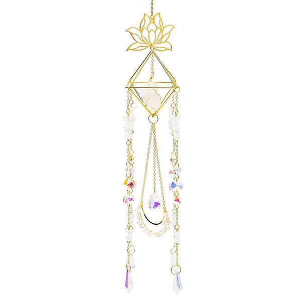 Suncatcher lotus en vlinders met bergkristal