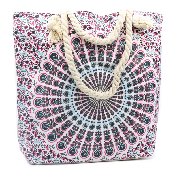 Rope Handle Mandala Bag – Electric Blue
