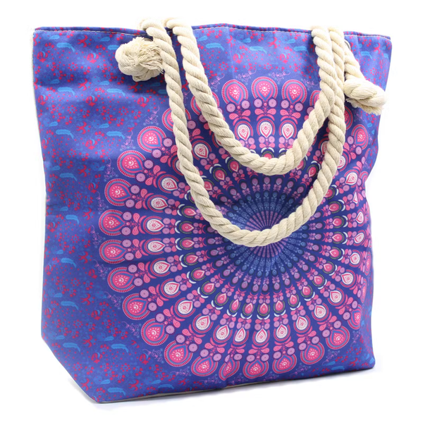 Rope Handle Mandala Bag – Purple Blue