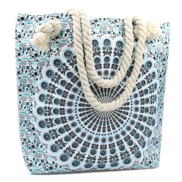 Rope Handle Mandala Bag – Sky Blue