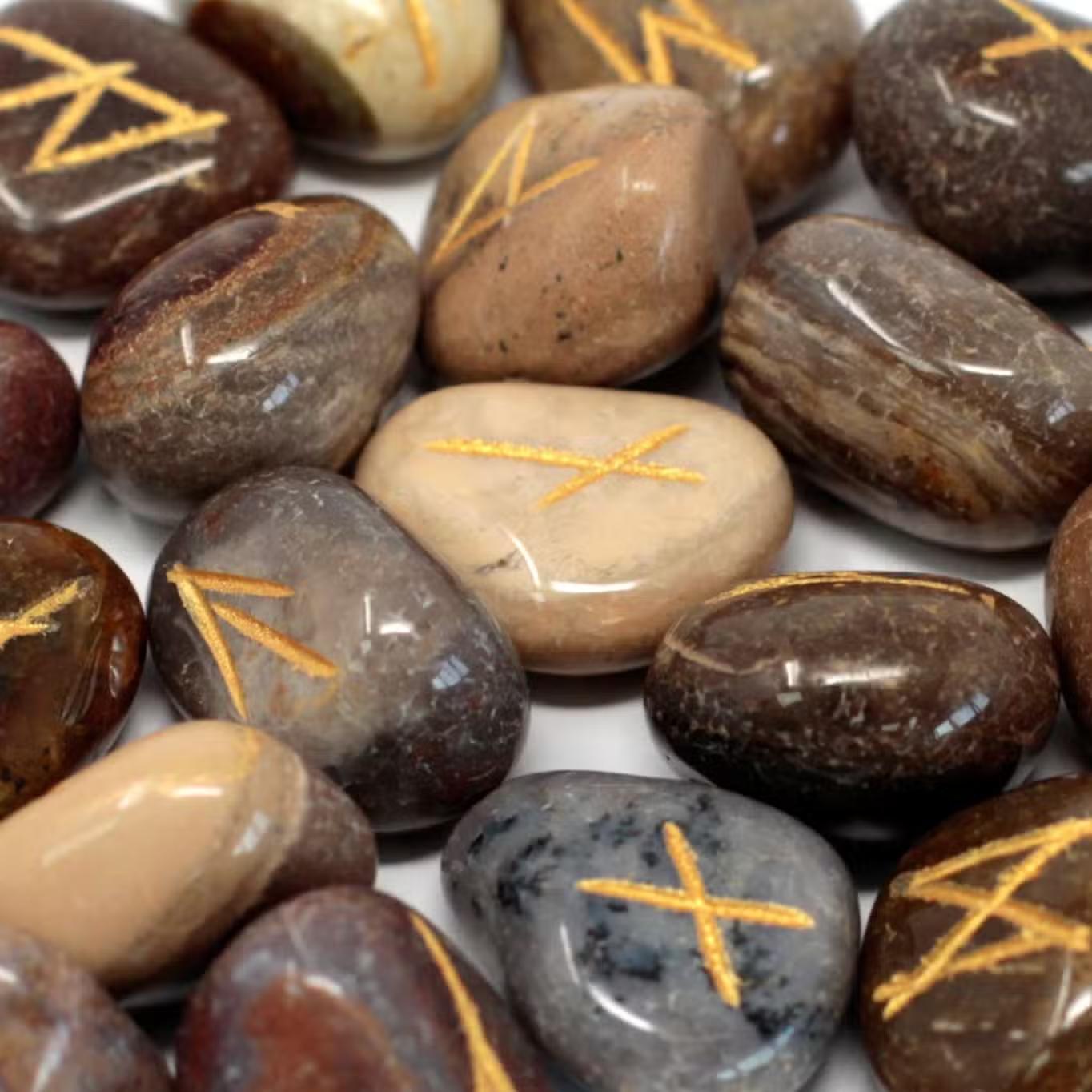 Bonte Jaspis Runenstenen – Complete 25-delige Rune Set