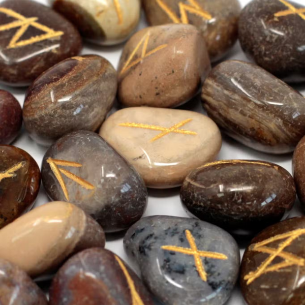 Bonte Jaspis Runenstenen – Complete 25-delige Rune Set