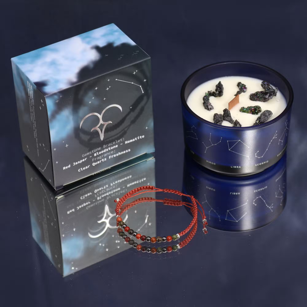 Kristalkaars Ram – Zodiac Kaars met Edelsteen Armband