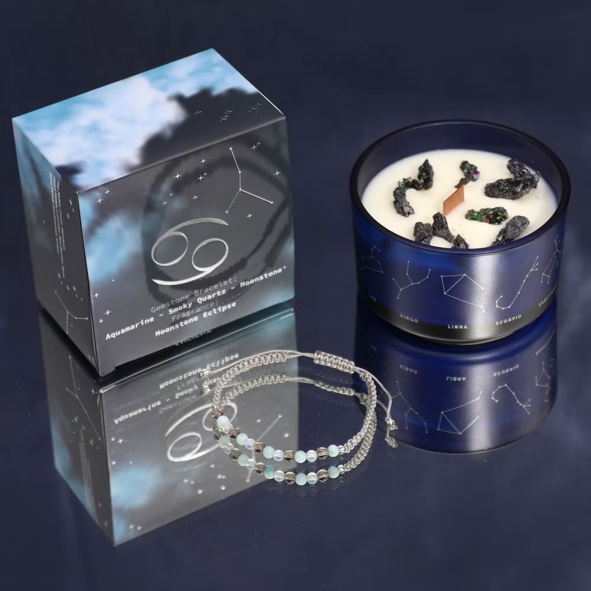 Kristalkaars Kreeft – Zodiac Kaars met Edelsteen Armband