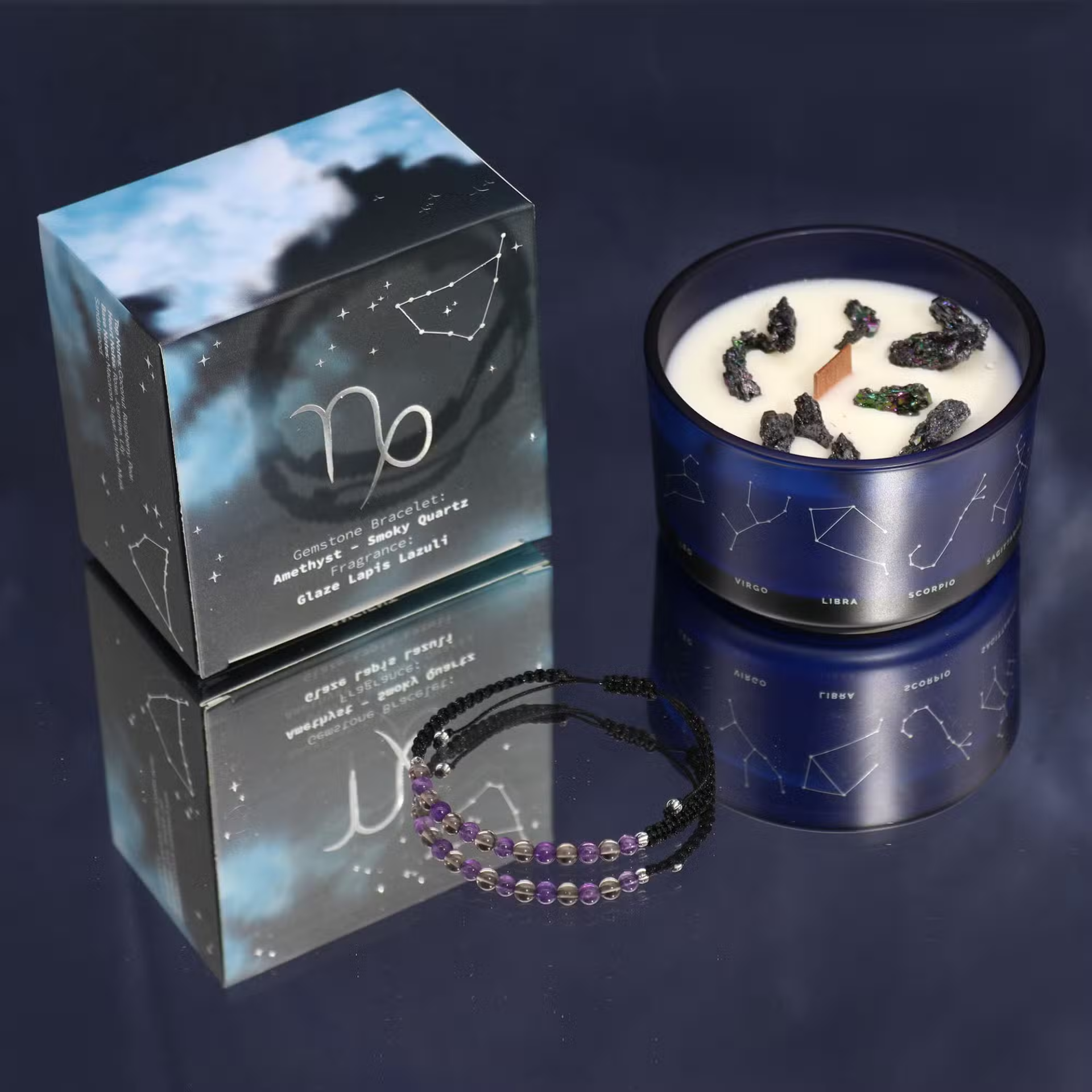 Kristalkaars Steenbok – Zodiac Kaars met Edelsteen Armband