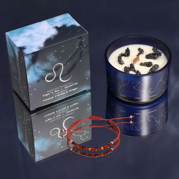 Kristalkaars Leeuw – Zodiac Kaars met Edelsteen Armband